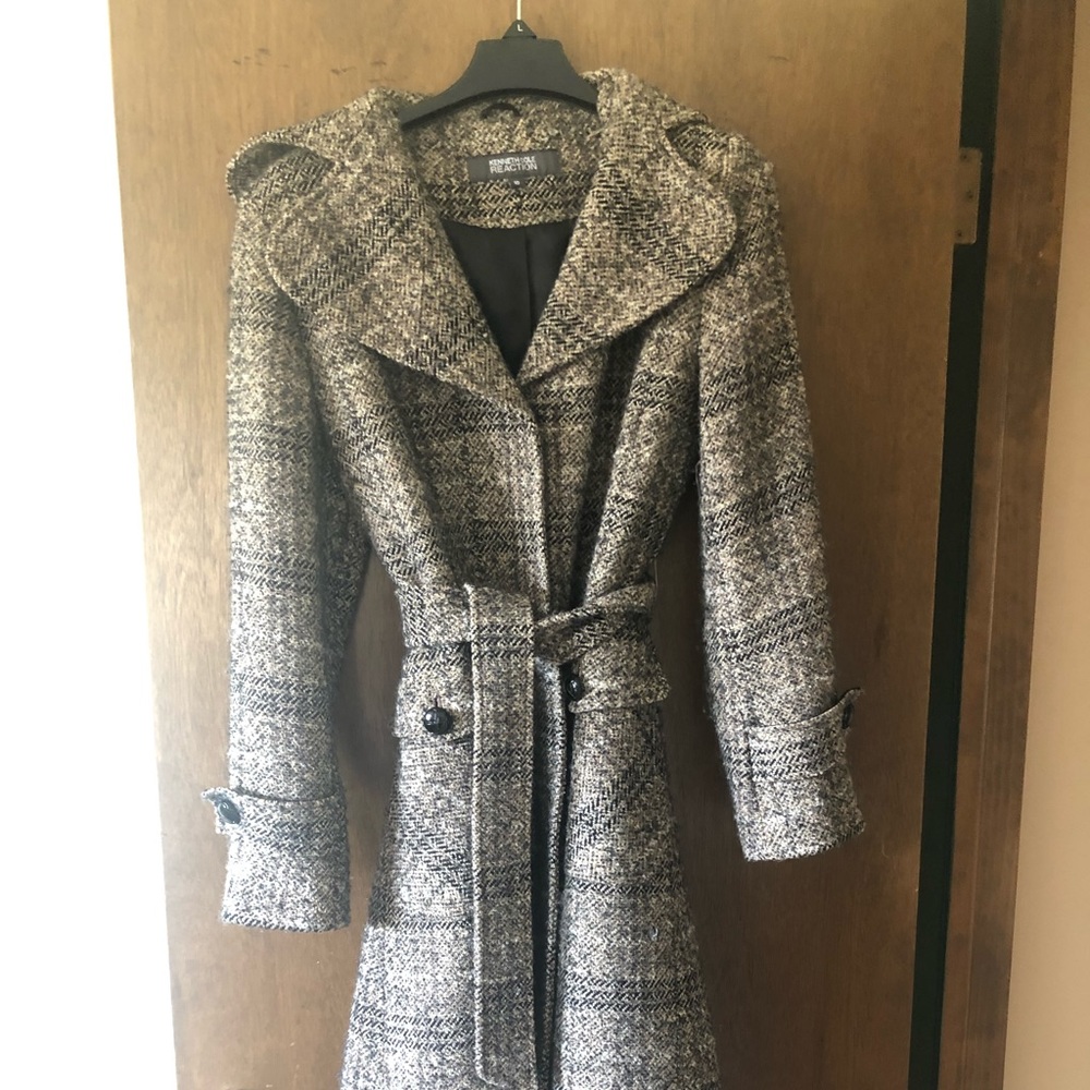 Kenneth Cole REACTION Wool Blend Tweed Trench Coat